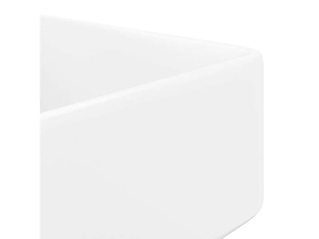 Lavabo cuadrado con orificio para grifo cerámico 48 x 37 cm para baño blanco 02_0002511