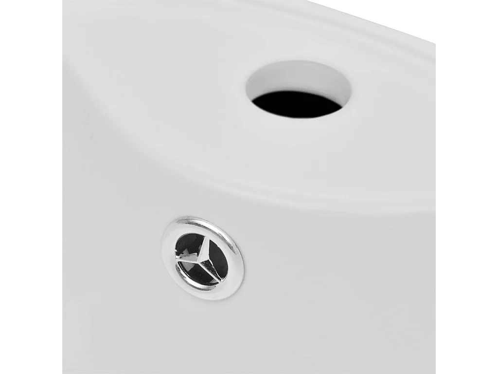 Lavabo con foro troppopieno/rubinetto in ceramica 86 cm per bagno bianco 02_0002517