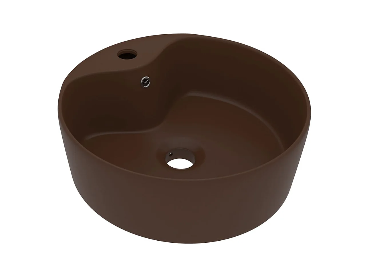 Lavatório com transbordamento 36 x 13 cm cerâmica marrom escuro fosco 02_0002781