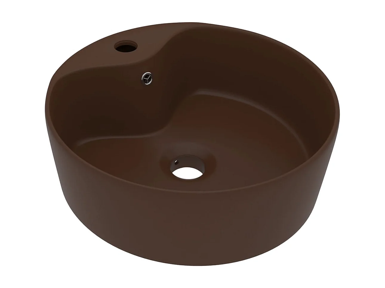 Lavabo con rebosadero 36 x 13 cm cerámica marrón oscuro mate 02_0002781