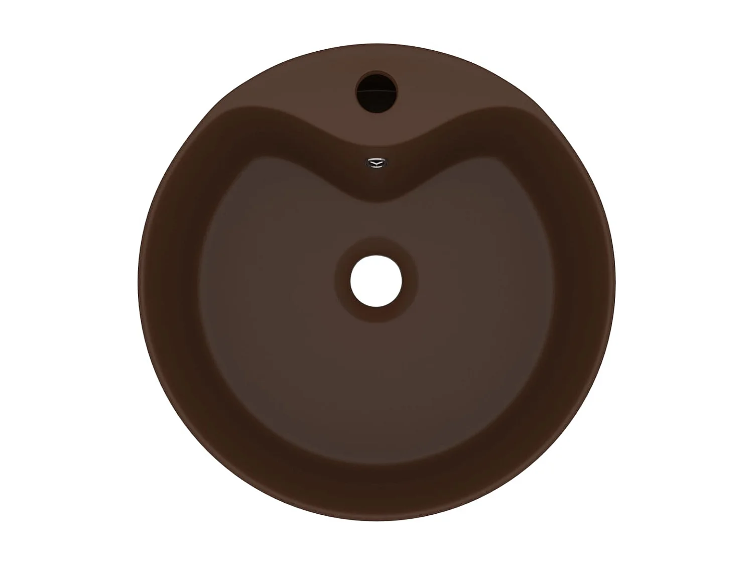 Lavabo con rebosadero 36 x 13 cm cerámica marrón oscuro mate 02_0002781