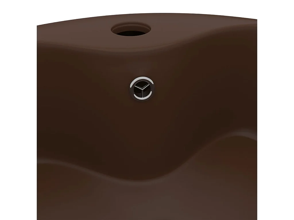 Lavabo con rebosadero 36 x 13 cm cerámica marrón oscuro mate 02_0002781