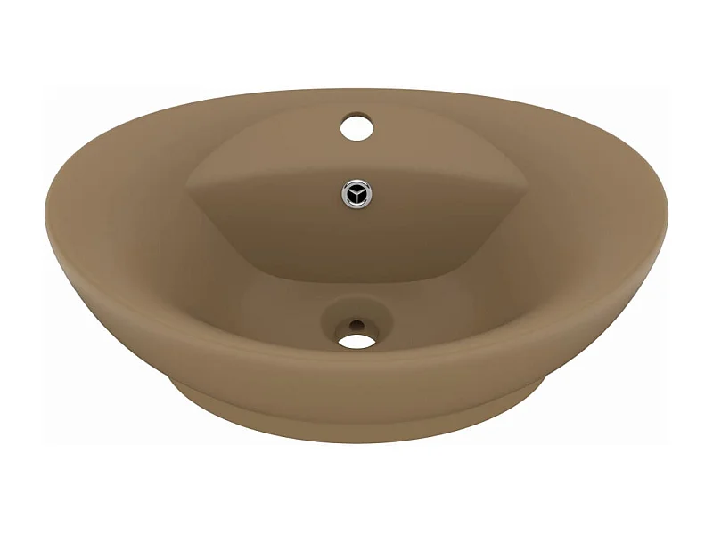 Lavabo ovale di lusso con troppopieno lavabo da appoggio per WC per bagno stanza cosmetica 58,5 x 39 cm ceramica crema opaca 02_0002683
