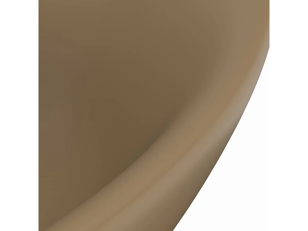 Lavatório oval de luxo com bancada de transbordamento, lavatório para banheiro, sala de cosméticos, 58,5 x 39 cm, cerâmica creme fosco 02_0002683