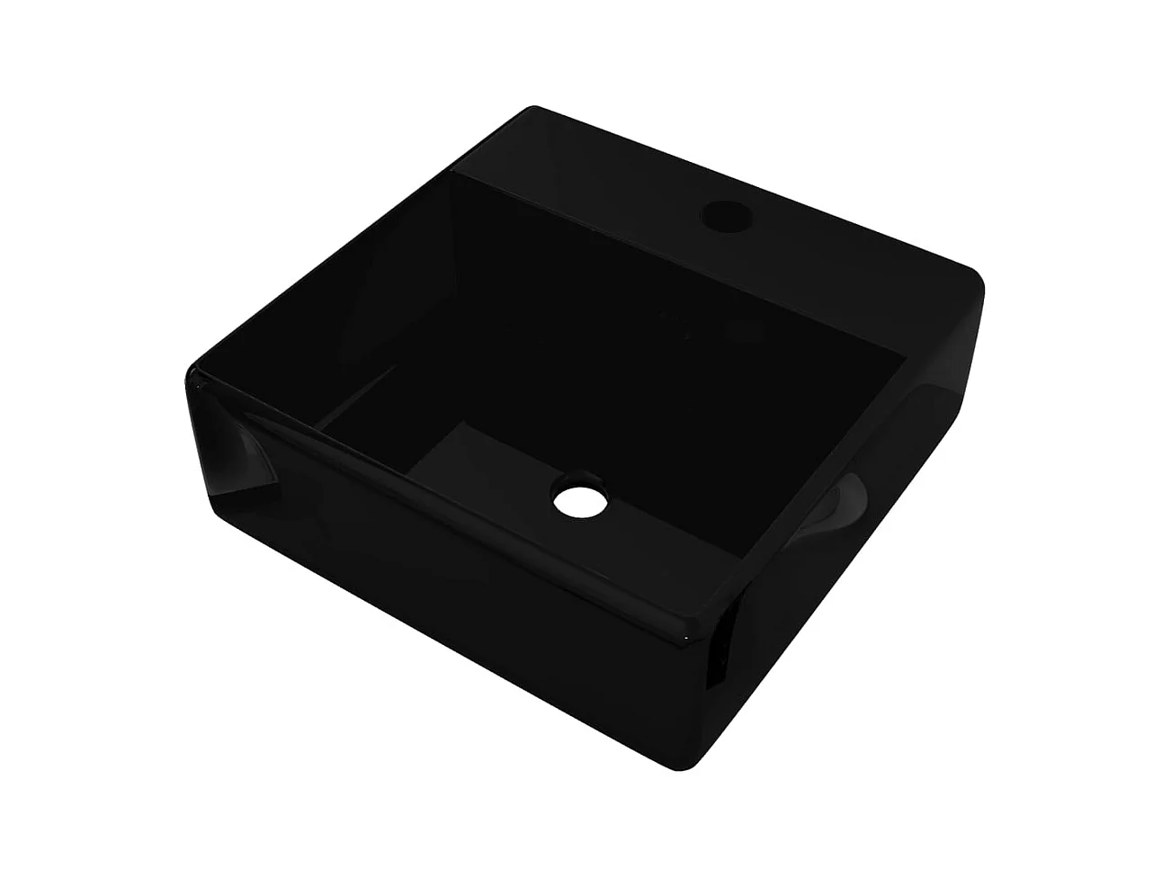 Lavabo quadrato con foro troppopieno/rubinetto in ceramica per bagno nero 02_0002497