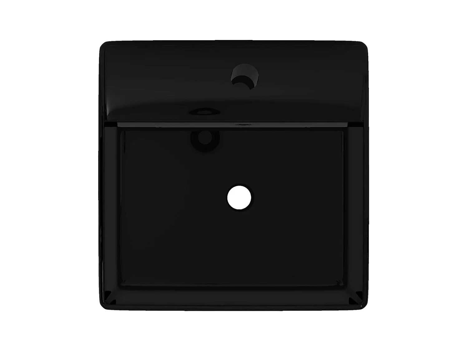 Lavabo quadrato con foro troppopieno/rubinetto in ceramica per bagno nero 02_0002497