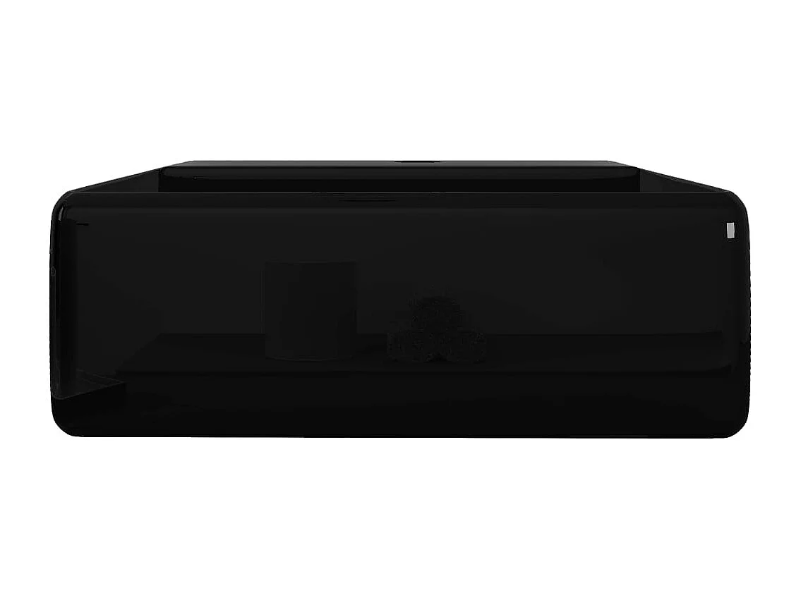 Lavabo quadrato con foro troppopieno/rubinetto in ceramica per bagno nero 02_0002497
