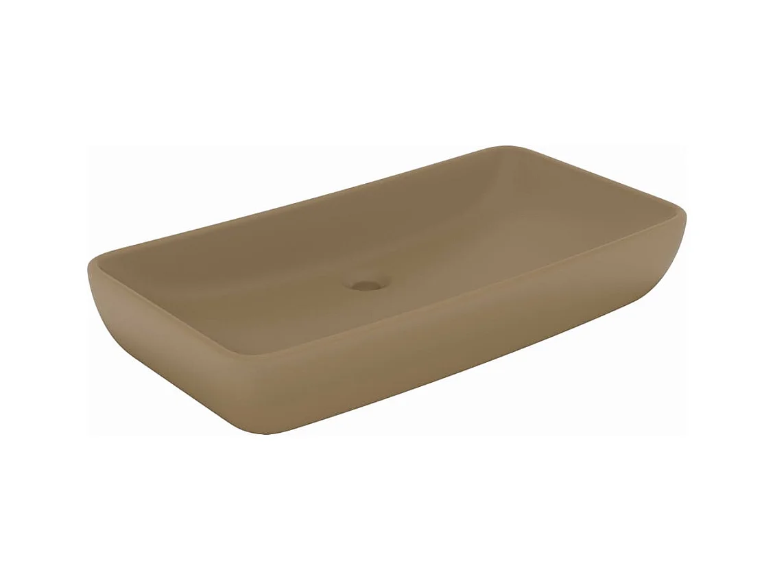Lavatório retangular luxuoso 71 x 38 cm cerâmica creme mate 02_0002705