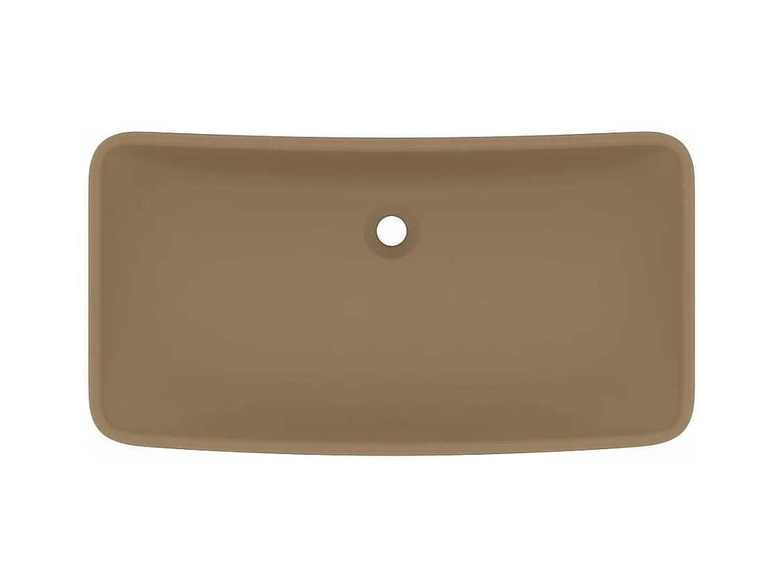 Lavatório retangular luxuoso 71 x 38 cm cerâmica creme mate 02_0002705