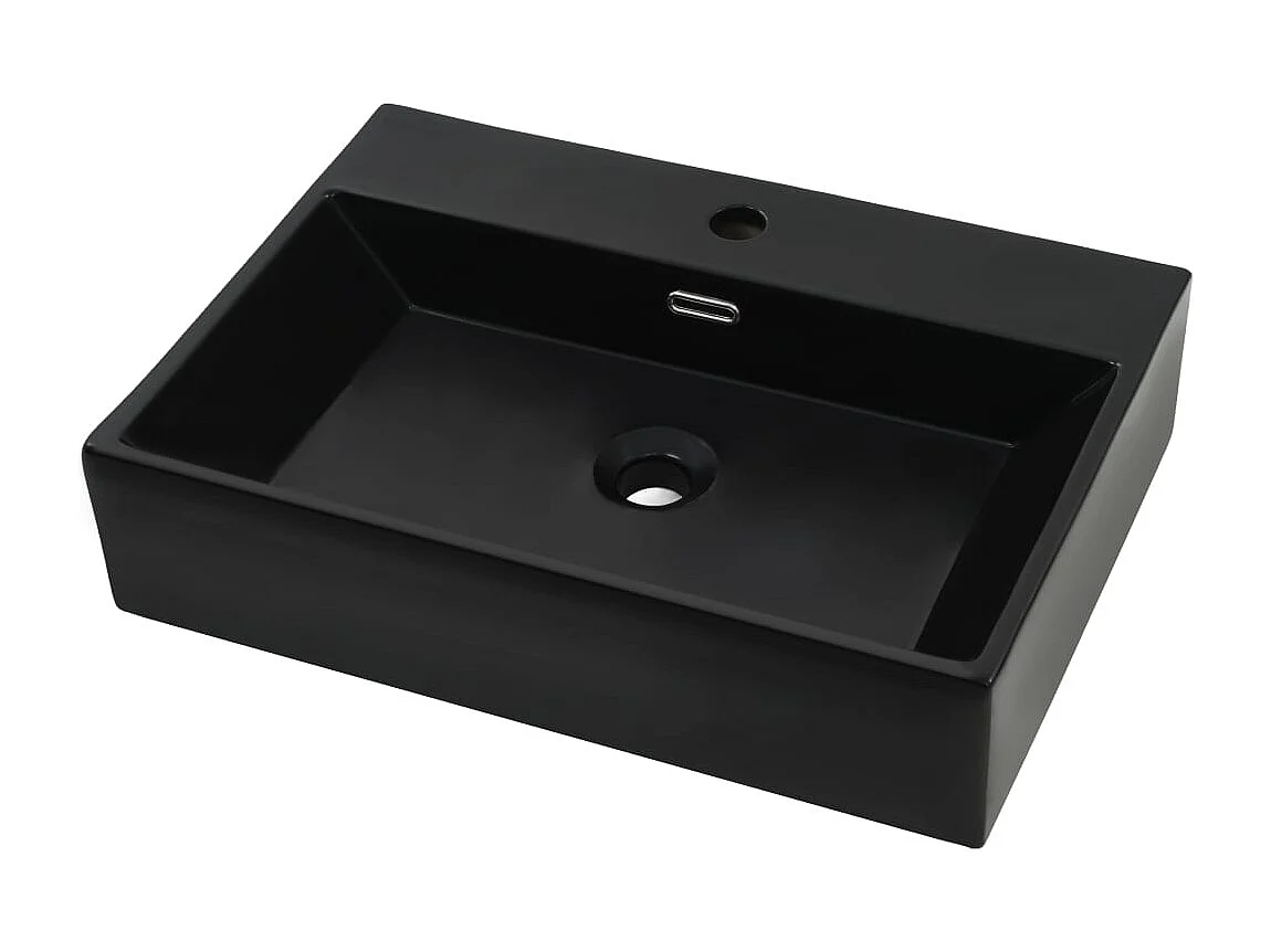 Lavatório com furo para torneira de cerâmica 76 x 42,5 cm preto 02_0002547