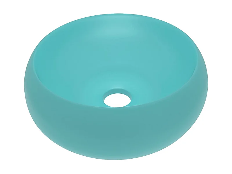 Lavatório redondo luxuoso 40x15 cm cerâmica verde claro mate 02_0002744