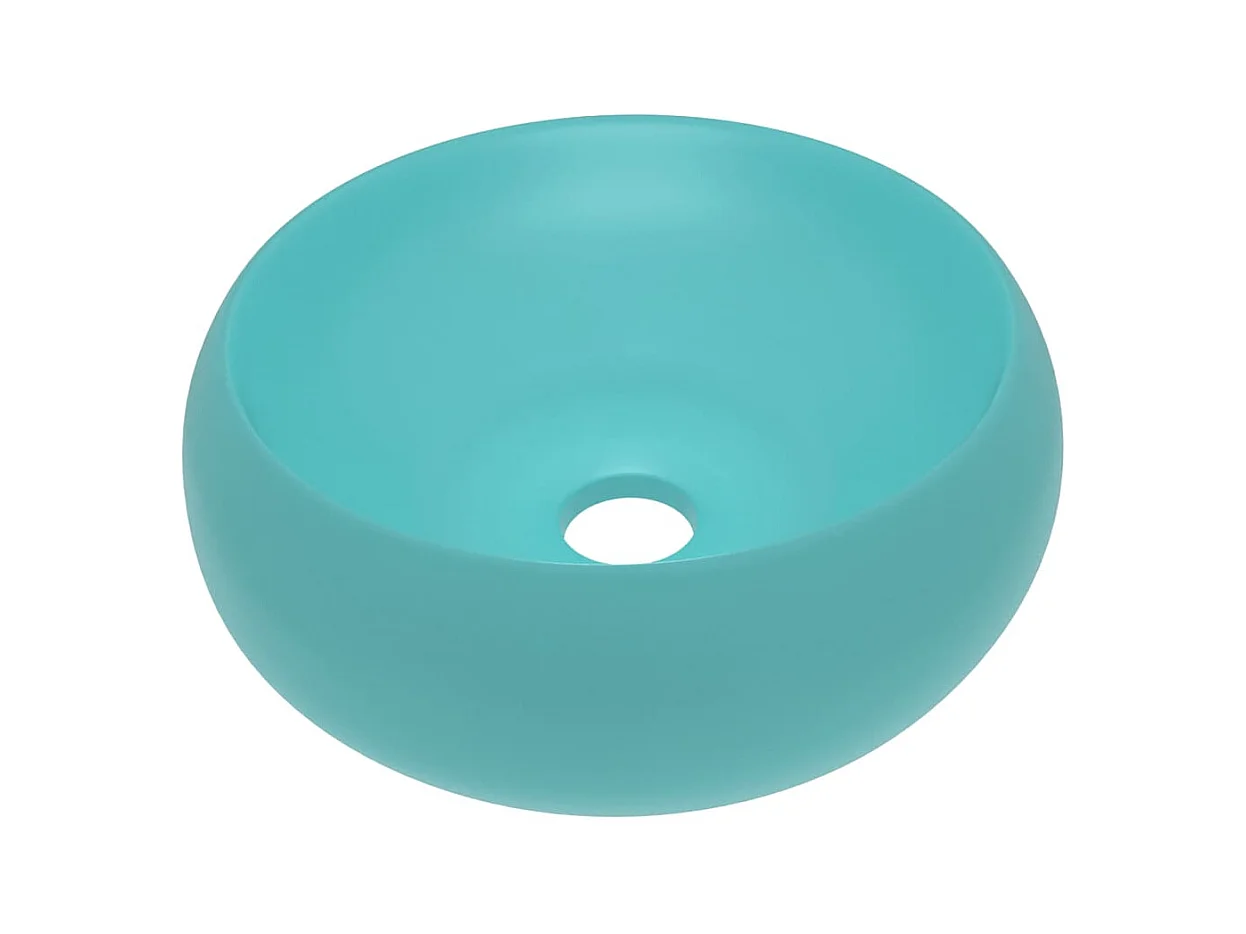 Lavatório redondo luxuoso 40x15 cm cerâmica verde claro mate 02_0002744