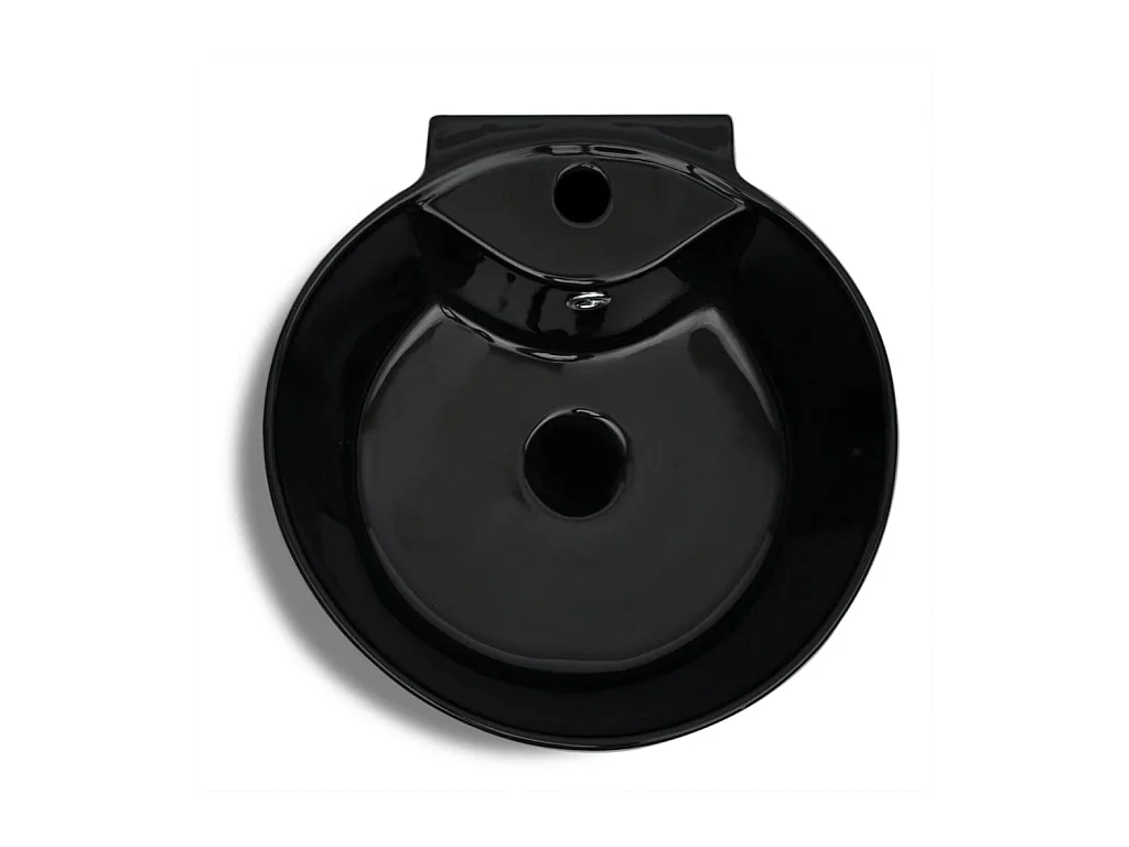 Lavabo con rebosadero/grifo cerámico 86 cm para baño negro02_0002518