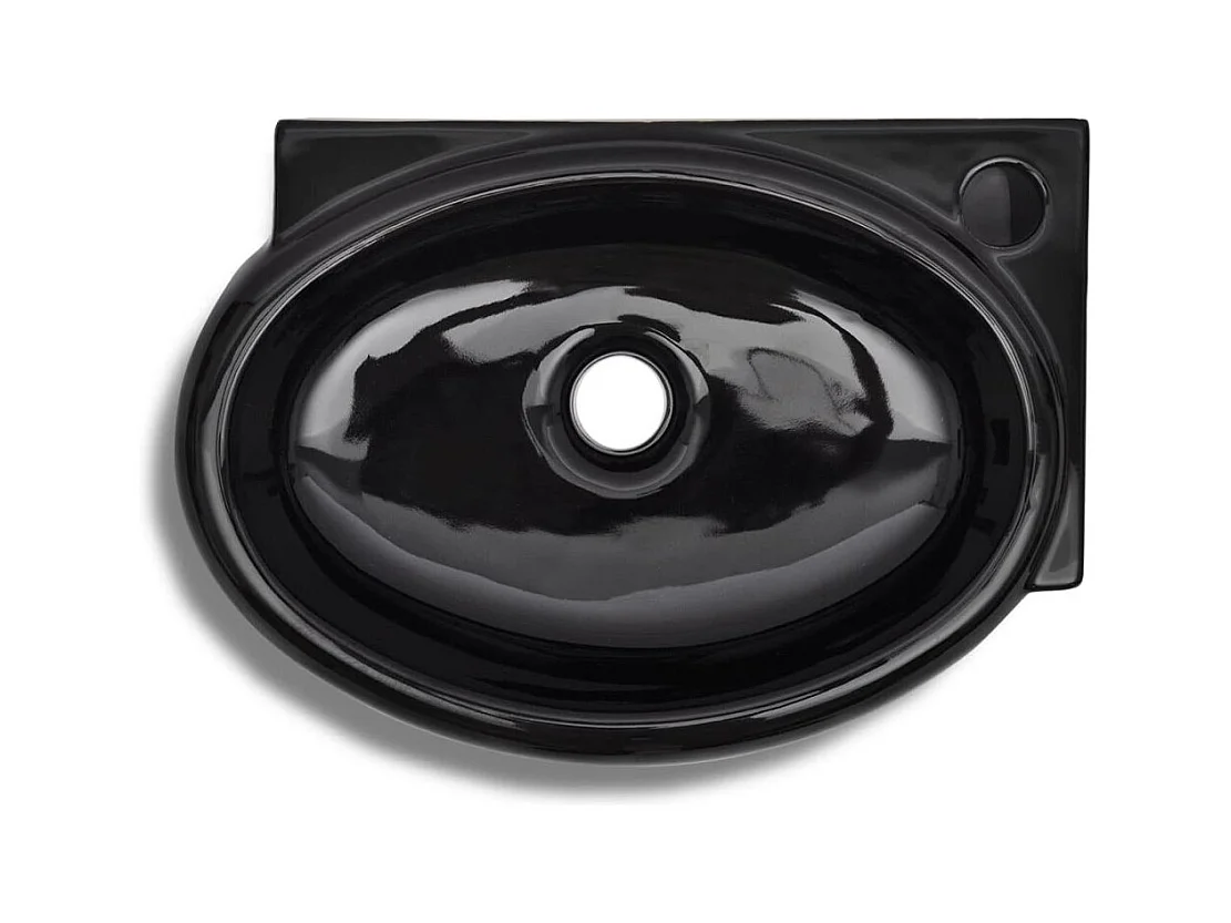 Pia com furo transbordante/torneira cerâmica para banheiro preto 02_0002500