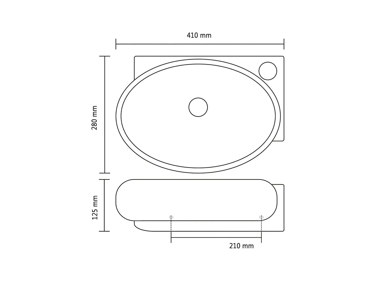 Pia com furo transbordante/torneira cerâmica para banheiro preto 02_0002500