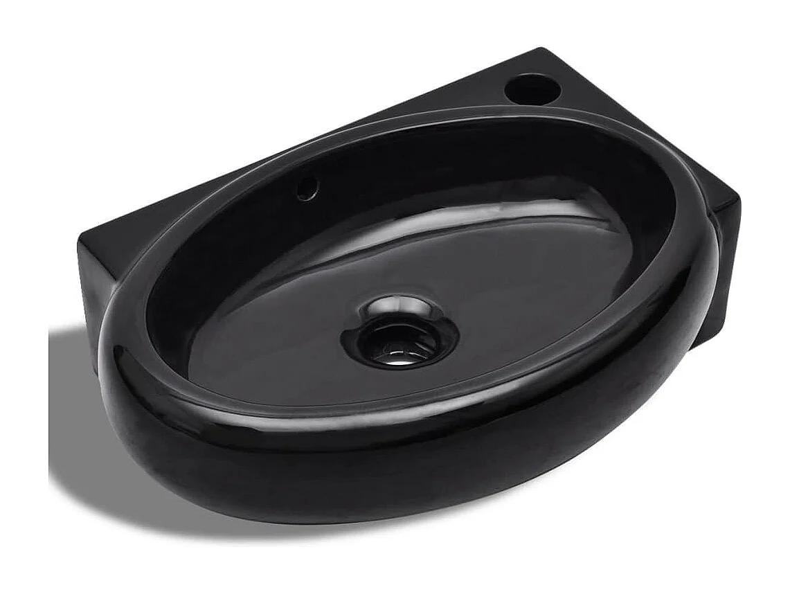 Pia com furo transbordante/torneira cerâmica para banheiro preto 02_0002500