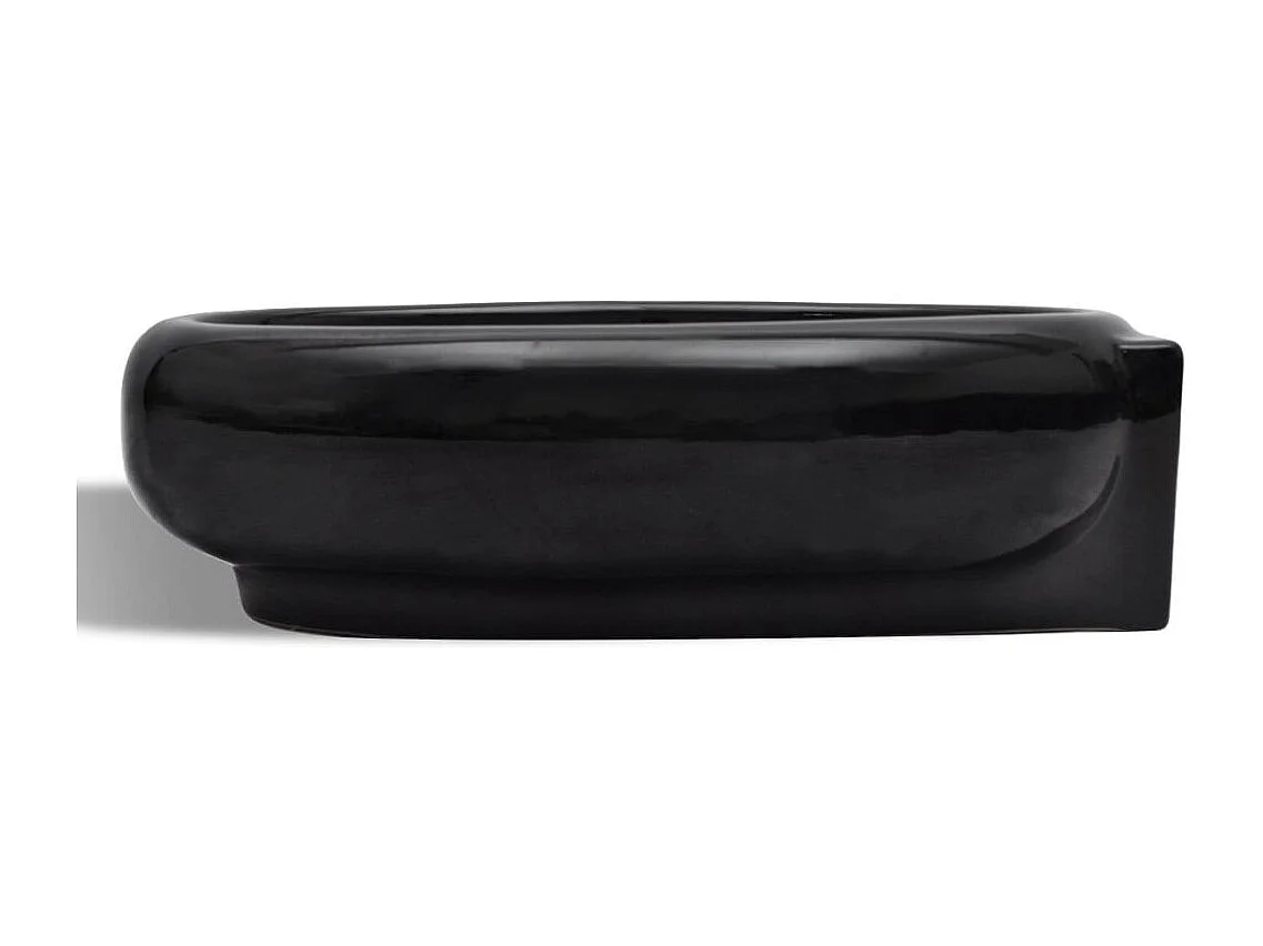 Pia com furo transbordante/torneira cerâmica para banheiro preto 02_0002500