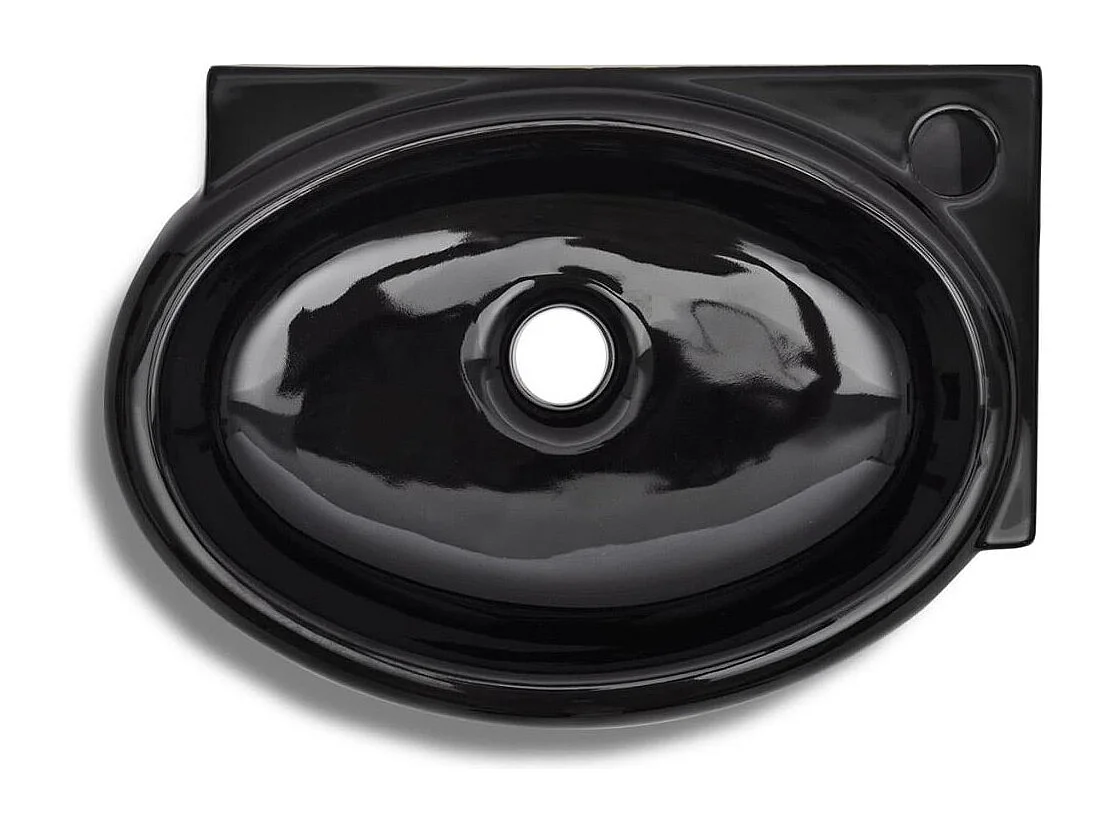 Pia com furo transbordante/torneira cerâmica para banheiro preto 02_0002500