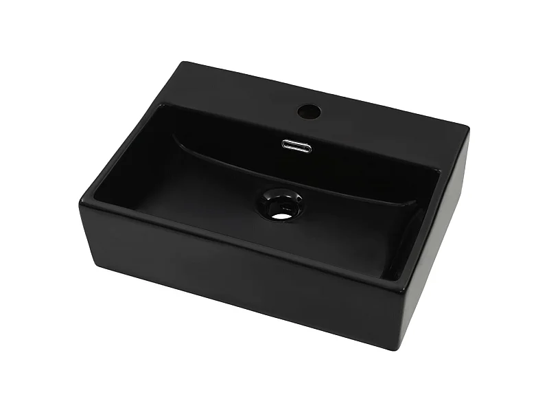 Lavatório com furo para torneira de cerâmica 51,5 x 38,5 cm preto 02_0002545