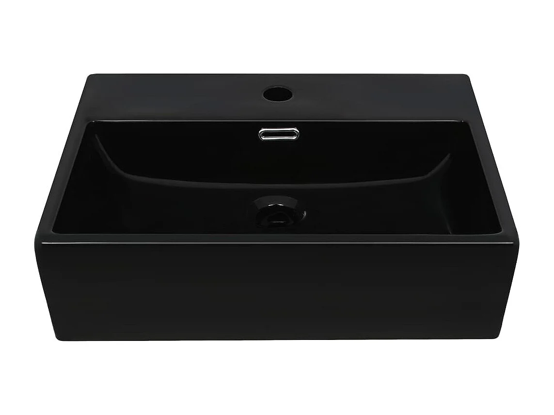 Lavabo con foro rubinetteria in ceramica 51,5 x 38,5 cm nero 02_0002545