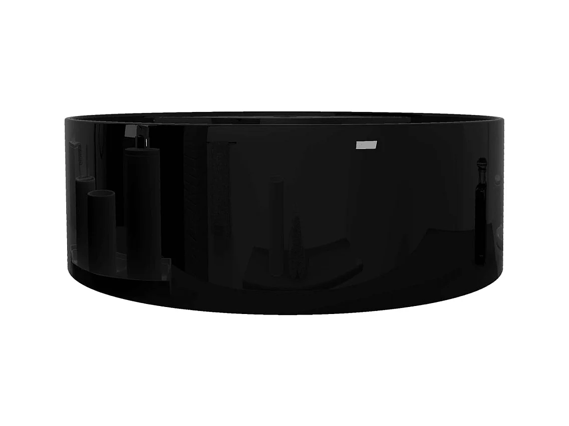 Lavabo tondo da 46,5 cm con rubinetto/foro troppopieno in ceramica per bagno nero 02_0002514