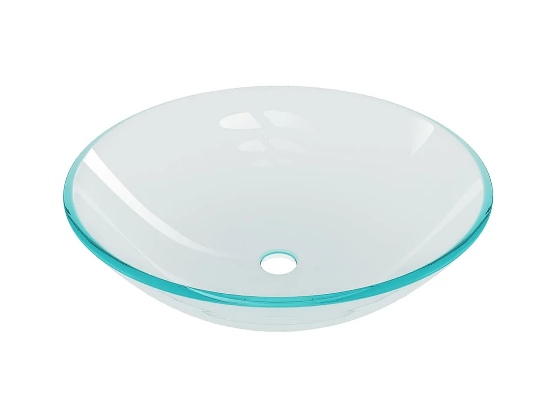 Lavandino da bagno diametro 40 cm con rubinetto e scarico a pulsante in vetro temperato 02_0002844