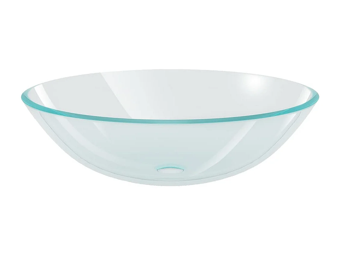 Lavabo de baño diámetro 40 cm con grifo y pulsador desagüe cristal templado 02_0002844