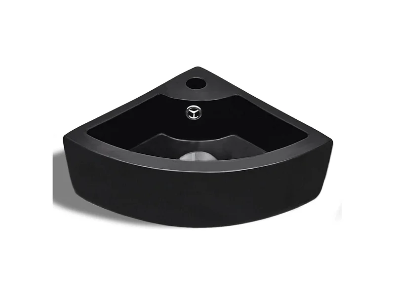 Lavatório com furo/torneira para banheiro 45 x 32 cm cerâmica preta 02_0002499