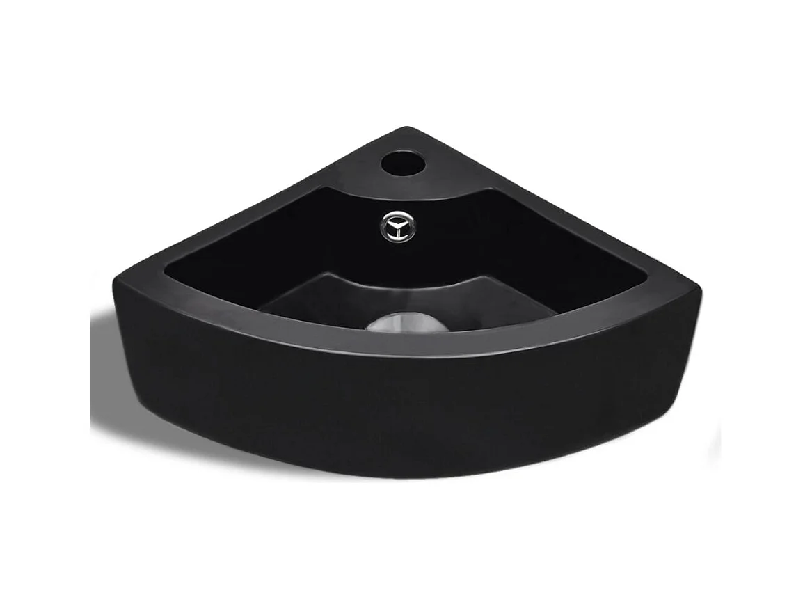 Lavatório com furo/torneira para banheiro 45 x 32 cm cerâmica preta 02_0002499