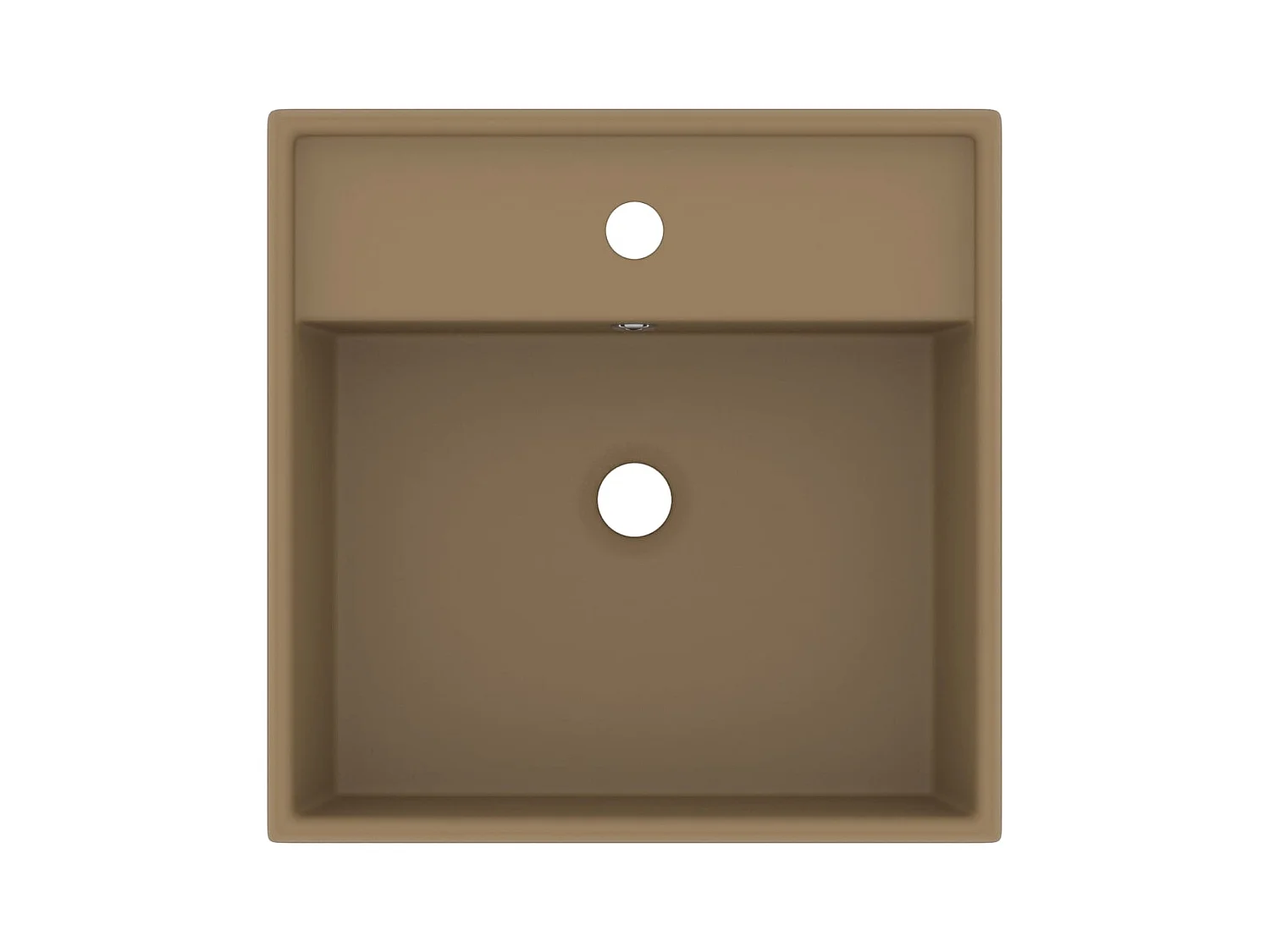 Lavatório quadrado luxuoso com transbordamento 41 x 41 cm cerâmica creme mate 02_0002694