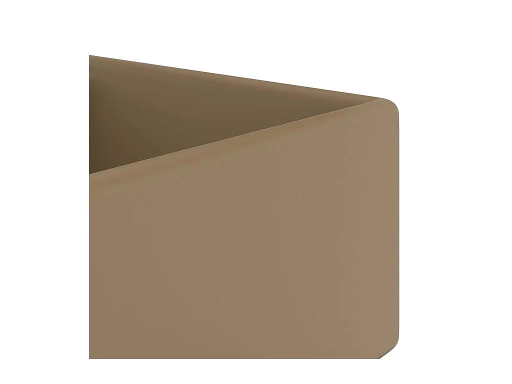 Lavatório quadrado luxuoso com transbordamento 41 x 41 cm cerâmica creme mate 02_0002694