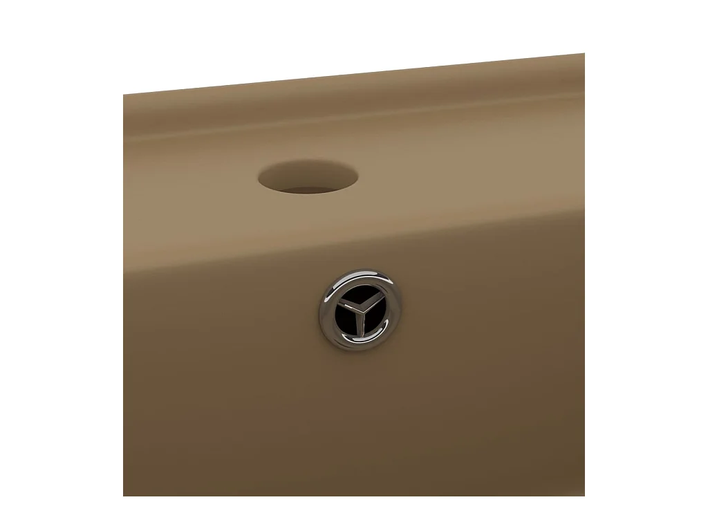 Lavatório quadrado luxuoso com transbordamento 41 x 41 cm cerâmica creme mate 02_0002694