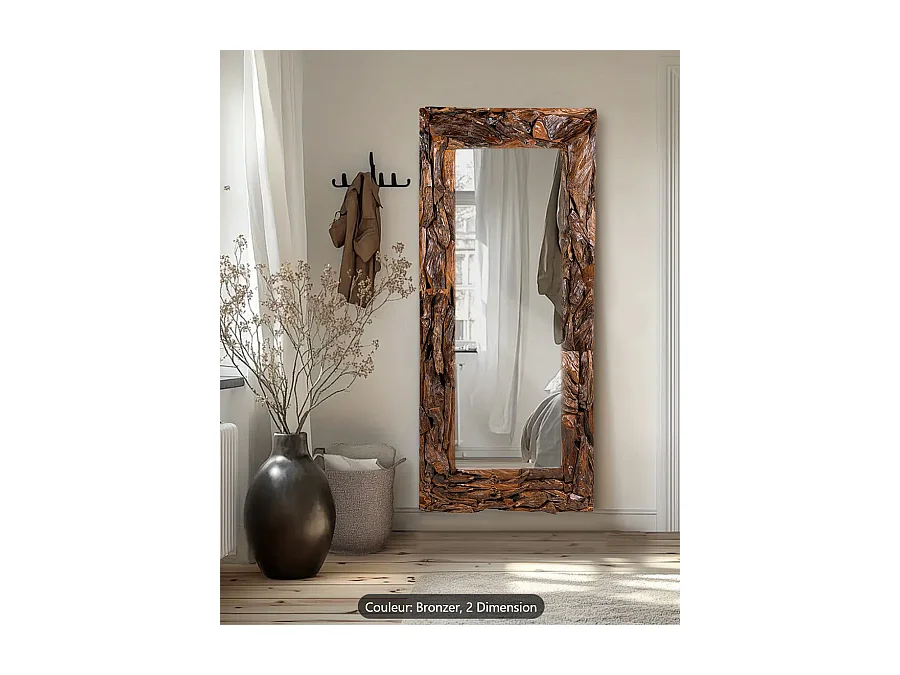 Boima - Miroir en bois de teck finition antique