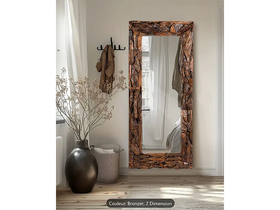 Boima - Miroir en bois de teck finition antique