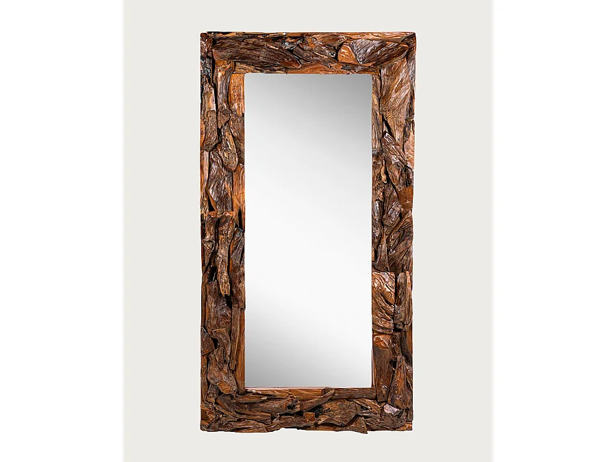 Boima - Miroir en bois de teck finition antique