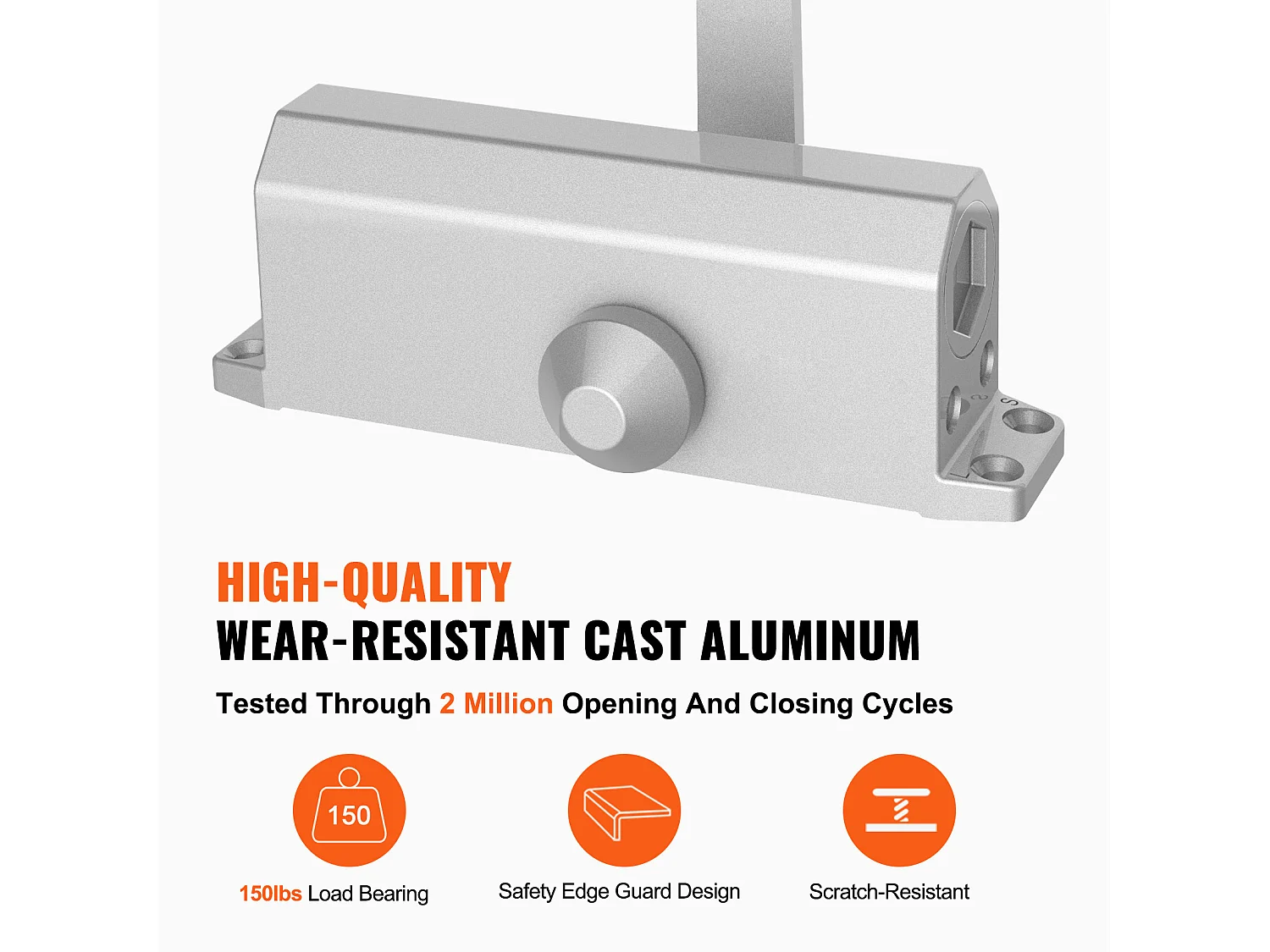 Cierre de Puerta SucceBuy 68 kg, Hidráulico, Fundición de Aluminio Resistente, Tamaño Ajustable, Instalación Fácil, Comercial/Residencial, Plata