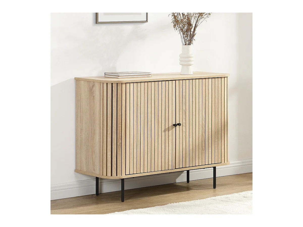 Buffet 2 portes rainurées couleur chêne L106xH78 cm - Solna