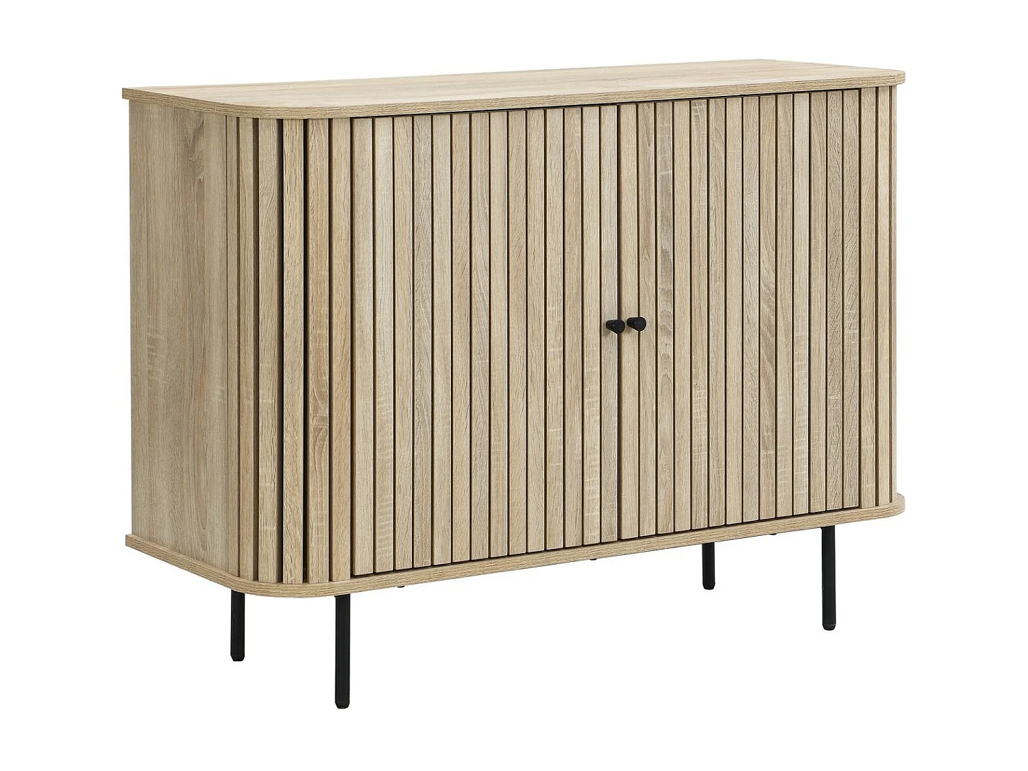 Buffet 2 portes rainurées couleur chêne L106xH78 cm - Solna