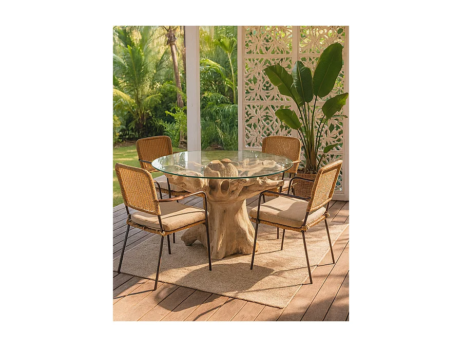 Forest - Table de jardin en bois brut de teck