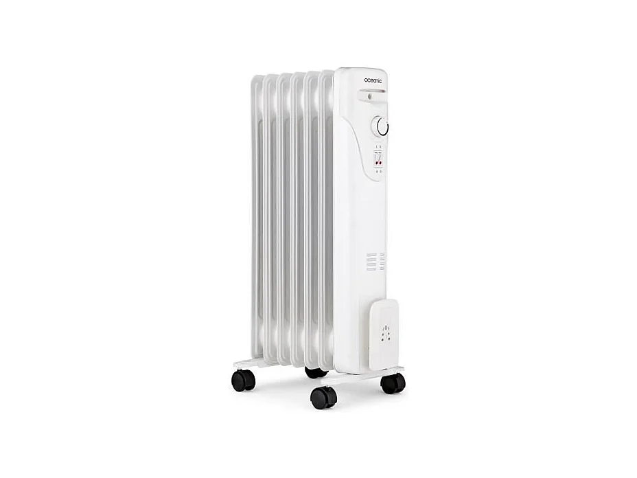 Radiateur électrique bain d'huile 1500W OCEANIC - 3 puissances - 7 éléments - Blanc - Mobile
