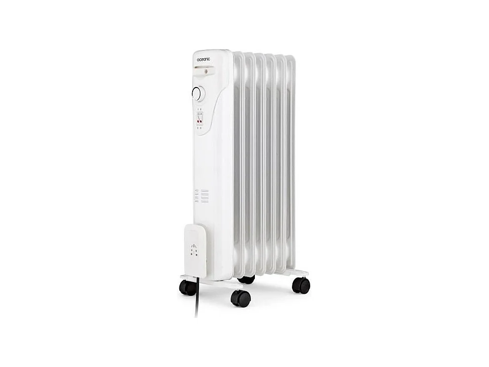 Radiateur électrique bain d'huile 1500W OCEANIC - 3 puissances - 7 éléments - Blanc - Mobile