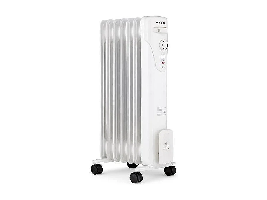 Radiador eléctrico de aceite 1500W OCEANIC - 3 potencias - 7 elementos - Blanco - Móvil