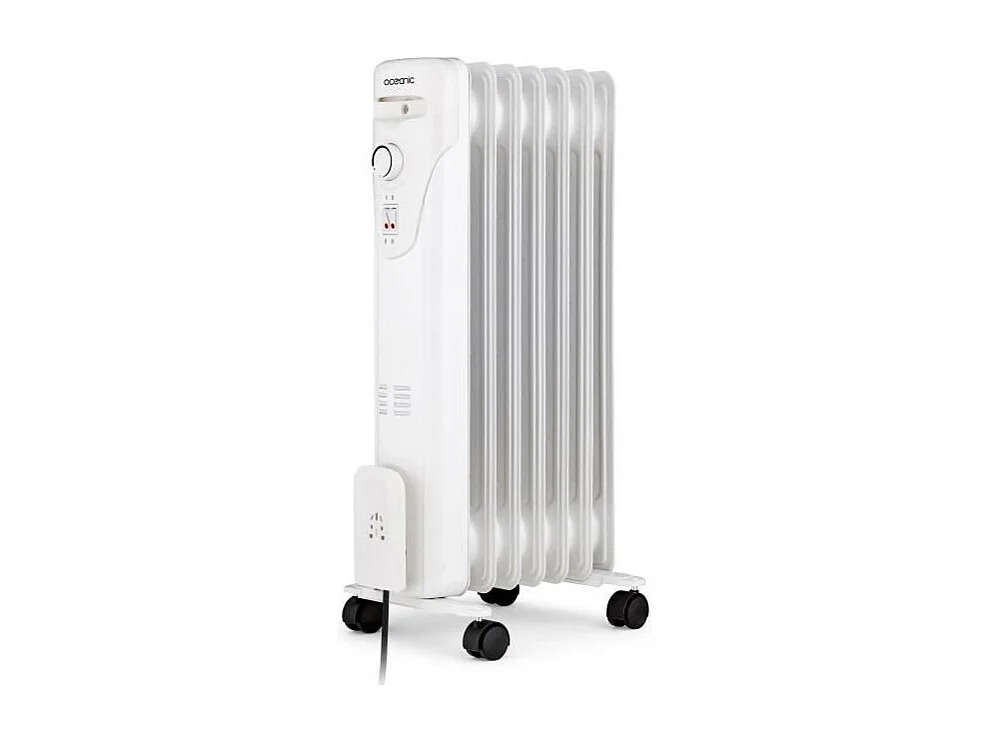 Radiador eléctrico de aceite 1500W OCEANIC - 3 potencias - 7 elementos - Blanco - Móvil
