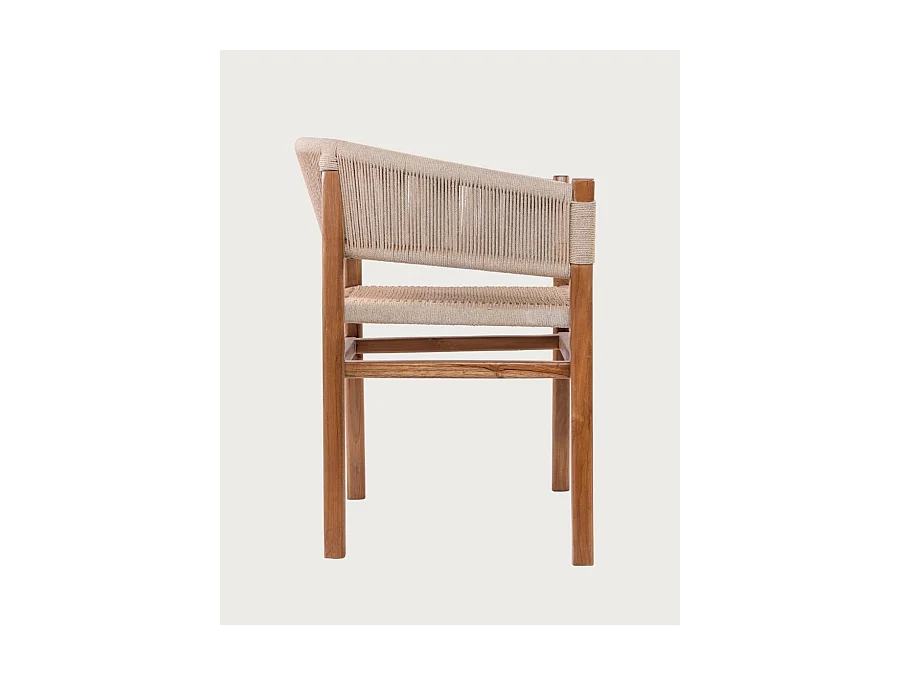 Kanoa - Chaise en teck massif et corde beige