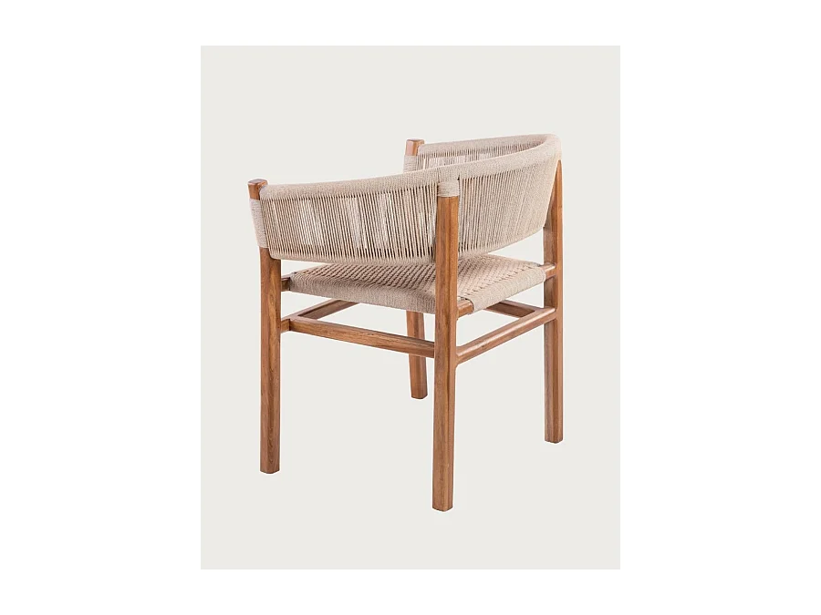 Kanoa - Chaise en teck massif et corde beige