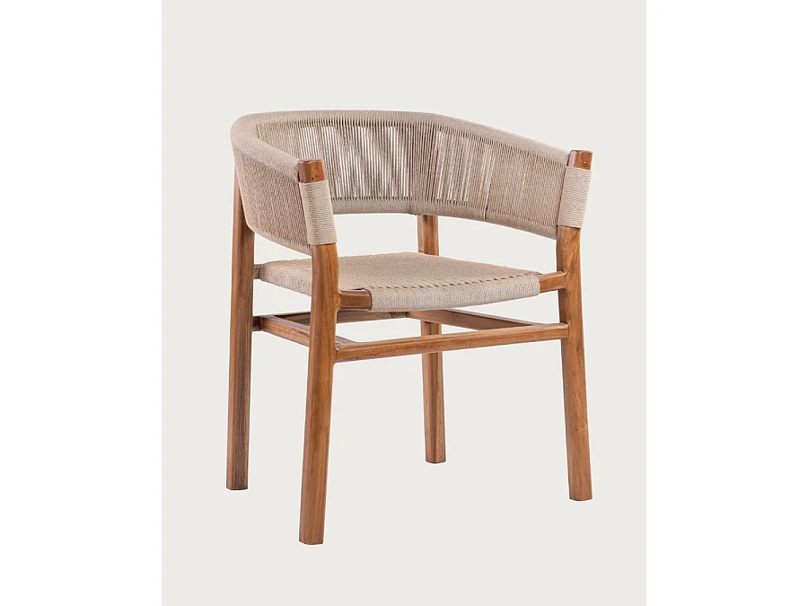 Kanoa - Chaise en teck massif et corde beige