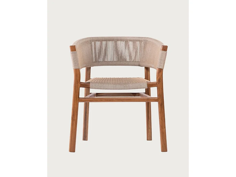 Kanoa - Chaise en teck massif et corde beige