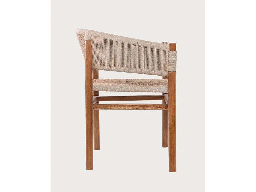 Kanoa - Chaise en teck massif et corde beige