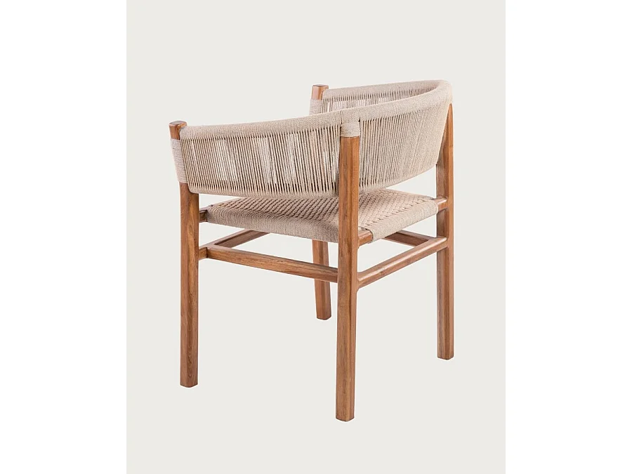 Kanoa - Chaise en teck massif et corde beige