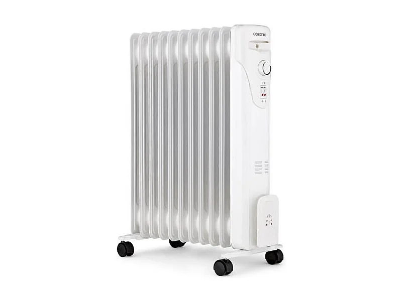 Radiateur électrique bain d'huile 2500W OCEANIC - 3 puissances - 11 éléments - Blanc - Mobile